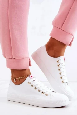 Damskie Klasyczne Trampki Biało-Złote Ecoma