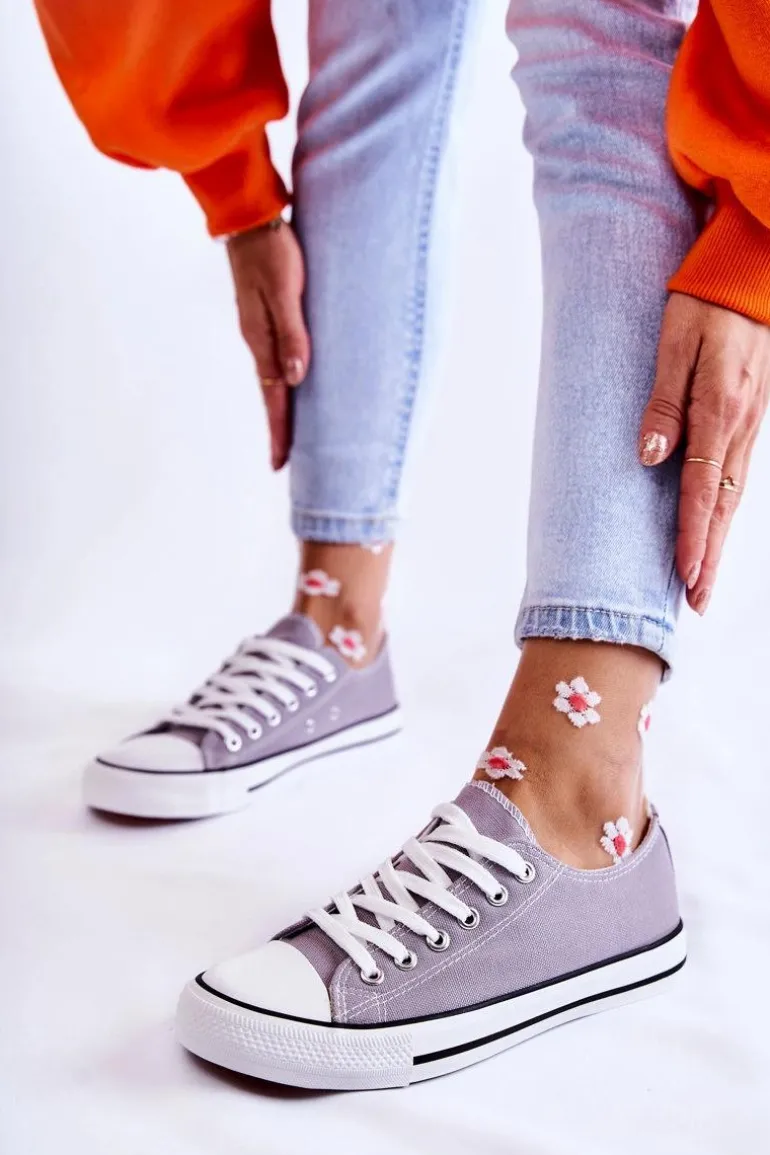 Damskie Klasyczne Trampki Wiązane Szare Be Mine