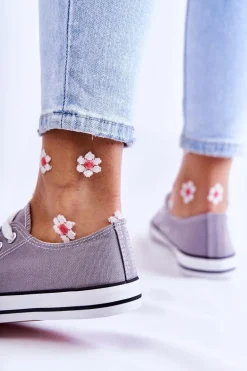 Damskie Klasyczne Trampki Wiązane Szare Be Mine