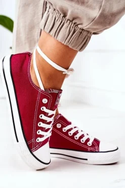 Damskie Klasyczne Trampki Bordowe Ecoma