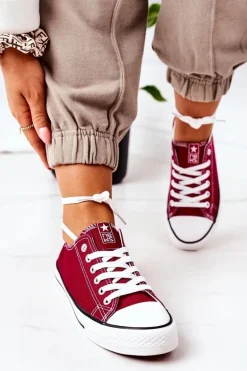 Damskie Klasyczne Trampki Bordowe Ecoma