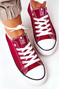 Damskie Klasyczne Trampki Bordowe Ecoma