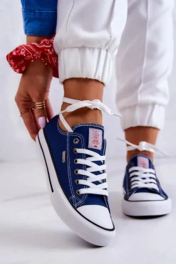 Damskie Klasyczne Trampki Cross Jeans JJ2R4012C Granatowe