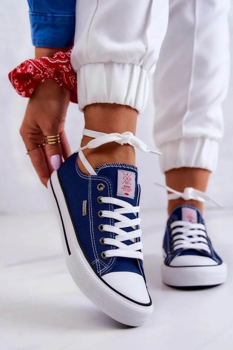 Damskie Klasyczne Trampki Cross Jeans JJ2R4012C Granatowe
