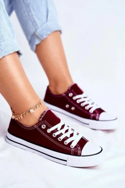 Damskie Klasyczne Trampki Bordowe Omerta