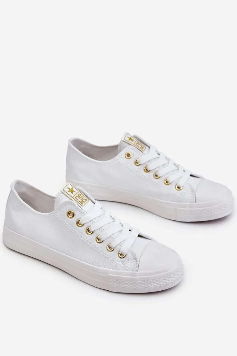 Damskie Klasyczne Trampki Biało-Złote Ecoma