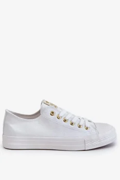 Damskie Klasyczne Trampki Biało-Złote Ecoma