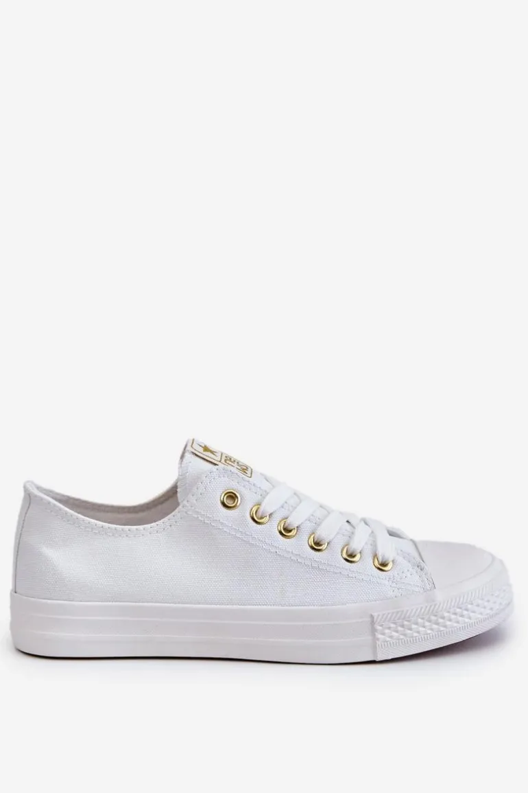 Damskie Klasyczne Trampki Biało-Złote Ecoma