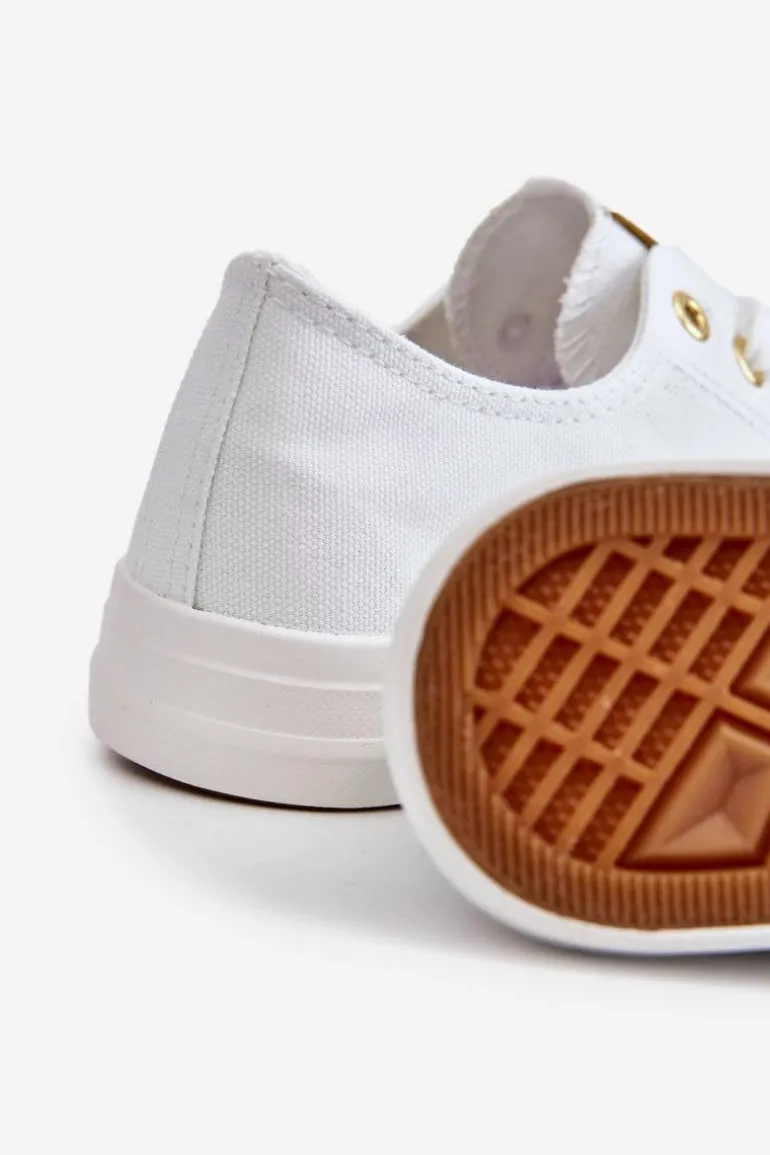 Damskie Klasyczne Trampki Biało-Złote Ecoma