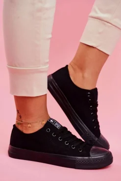 Damskie Klasyczne Trampki Czarne Ecoma