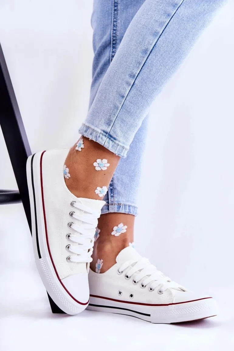 Damskie Klasyczne Trampki Wiązane Białe Be Mine