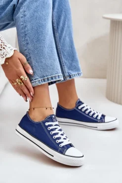 Damskie Klasyczne Trampki Granatowe Ecoma