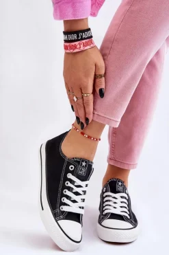 Damskie Klasyczne Trampki Czarno-Białe Ecoma