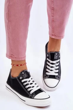 Damskie Klasyczne Trampki Czarno-Białe Ecoma