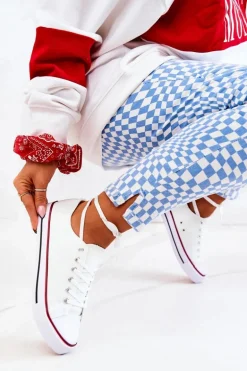 Damskie Klasyczne Trampki Białe Z Czerwonym Paskiem Omerta