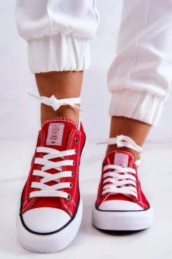 Damskie Klasyczne Trampki Cross Jeans JJ2R4010C Czerwone