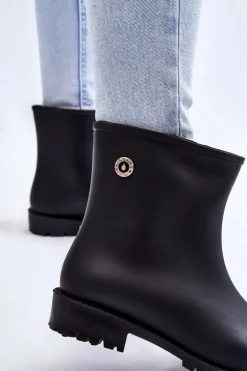 Damskie Klasyczne Wsuwane Kalosze Czarne Floriana