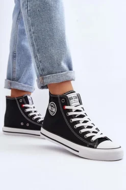 Damskie Klasyczne Wysokie Trampki Big Star T274027 Czarne