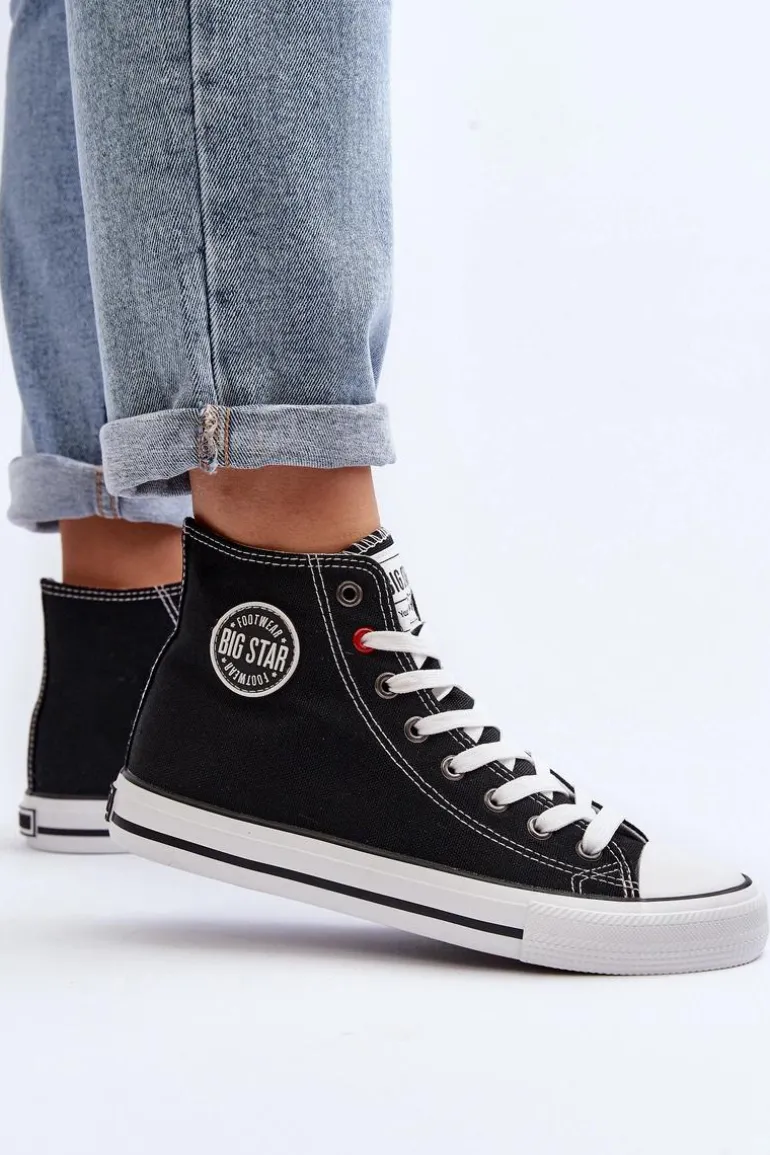 Damskie Klasyczne Wysokie Trampki Big Star T274027 Czarne