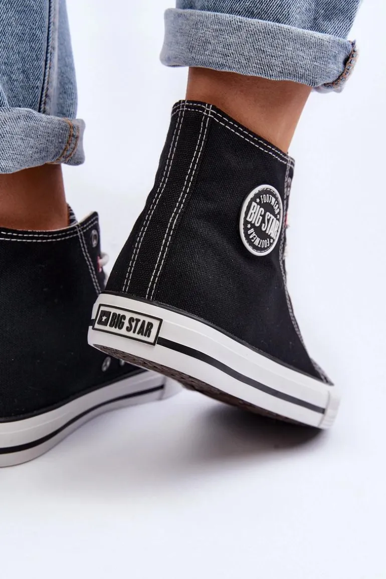 Damskie Klasyczne Wysokie Trampki Big Star T274027 Czarne