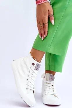 Damskie Klasyczne Wysokie Trampki Cross Jeans LL2R4086C Białe