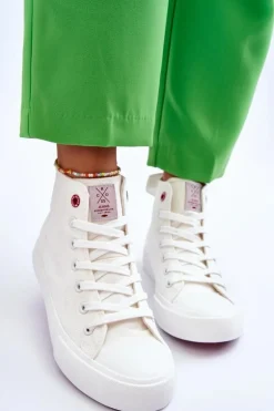 Damskie Klasyczne Wysokie Trampki Cross Jeans LL2R4086C Białe