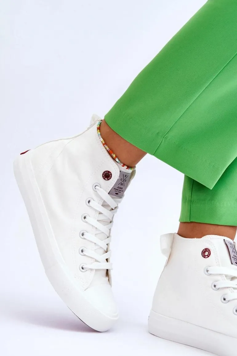 Damskie Klasyczne Wysokie Trampki Cross Jeans LL2R4086C Białe