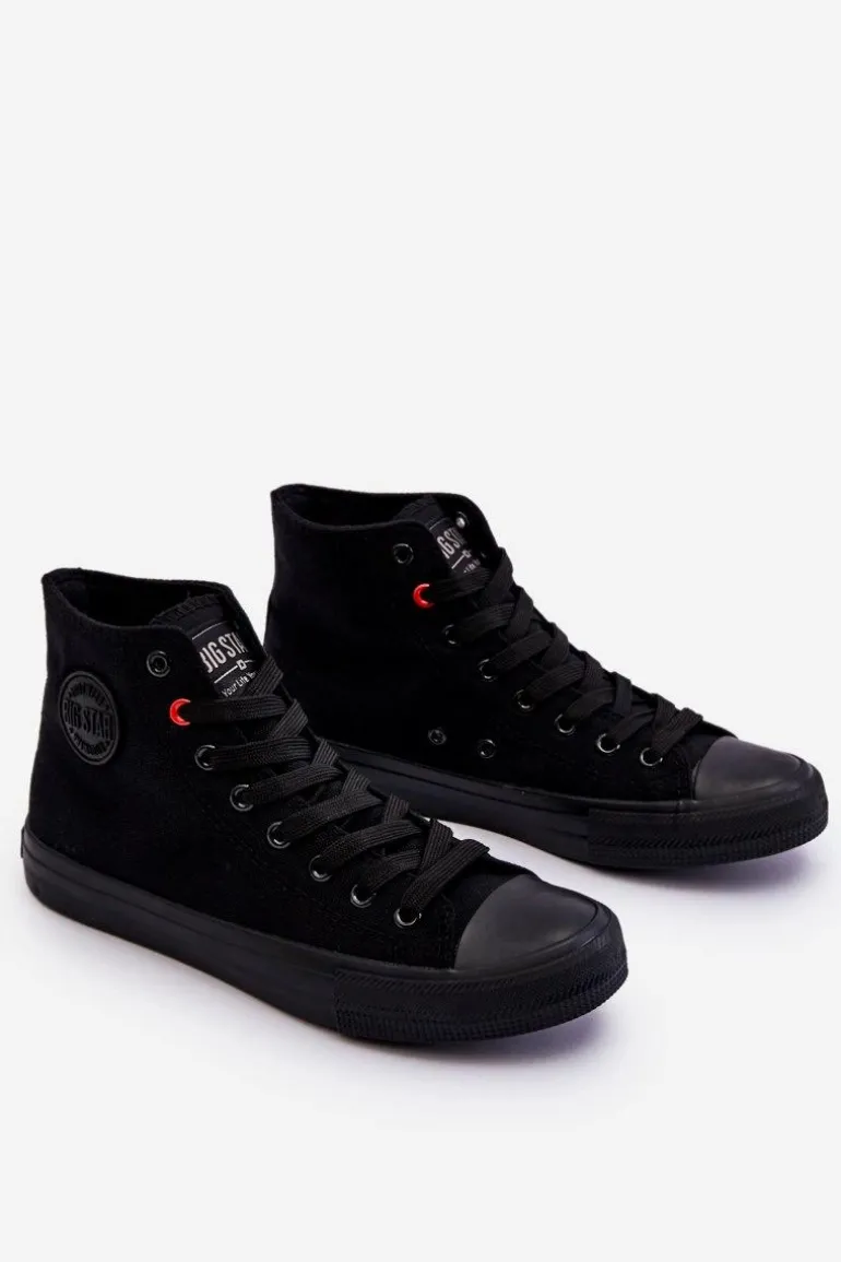 Damskie Klasyczne Wysokie Trampki Big Star T274033 Czarne