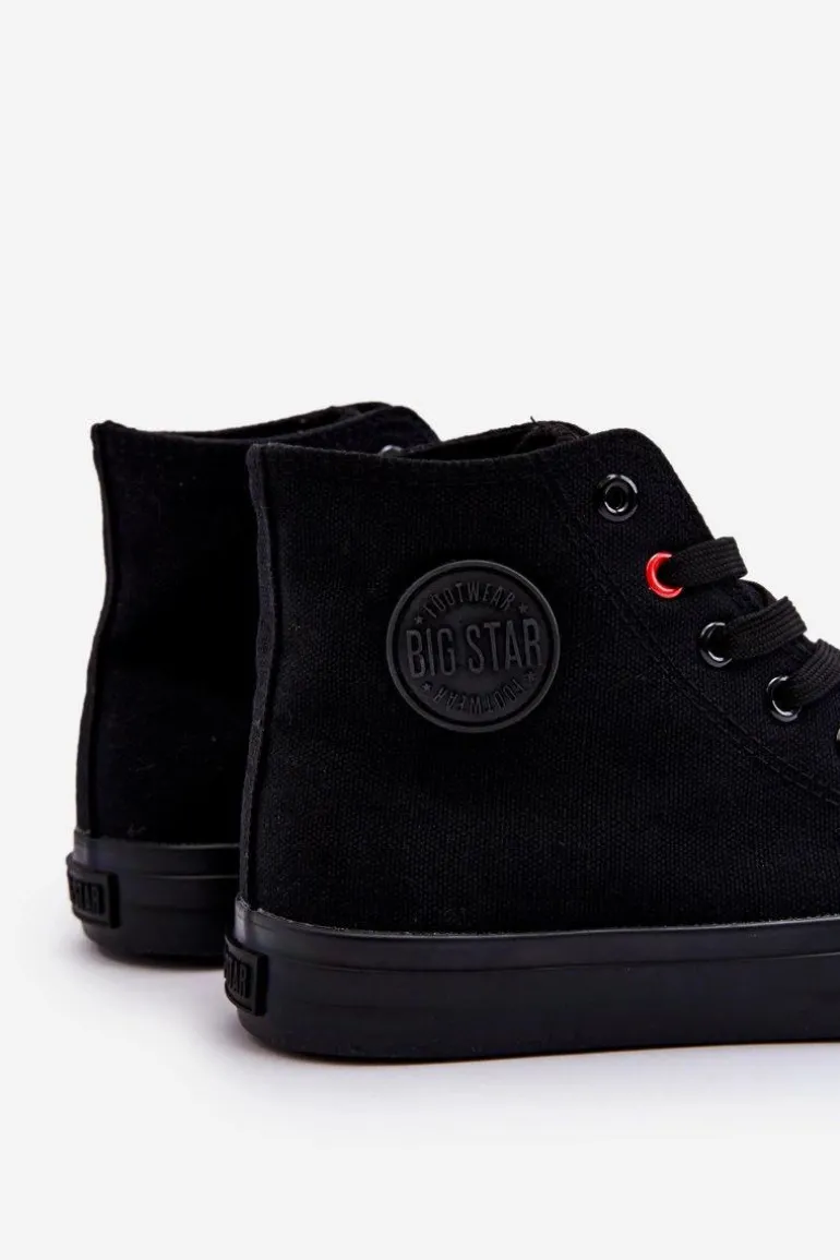 Damskie Klasyczne Wysokie Trampki Big Star T274033 Czarne