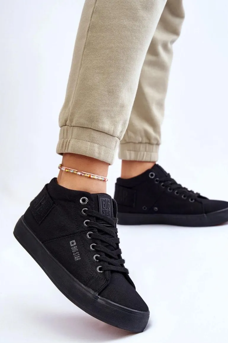 Damskie Klasyczne Wysokie Trampki Big Star LL274001 Czarne