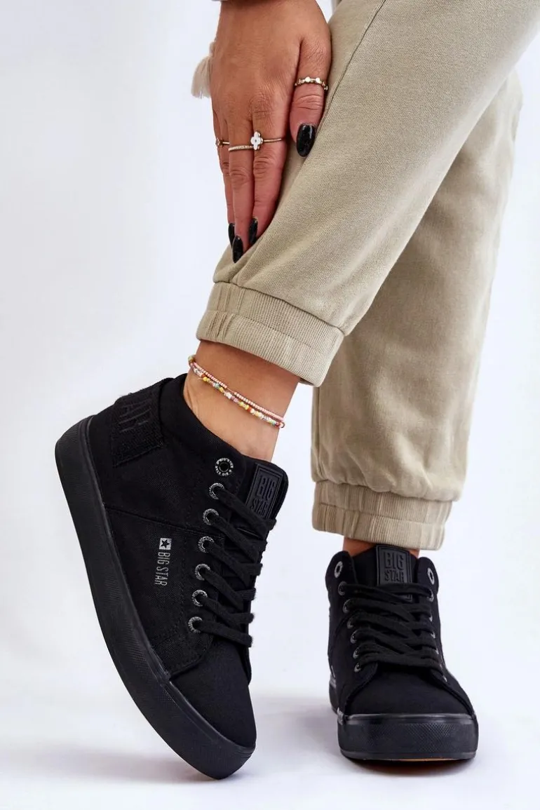 Damskie Klasyczne Wysokie Trampki Big Star LL274001 Czarne