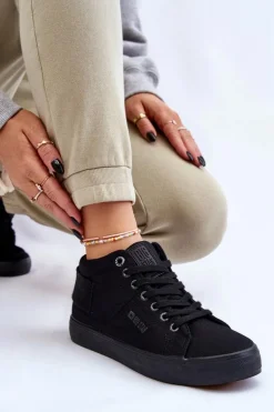 Damskie Klasyczne Wysokie Trampki Big Star LL274001 Czarne