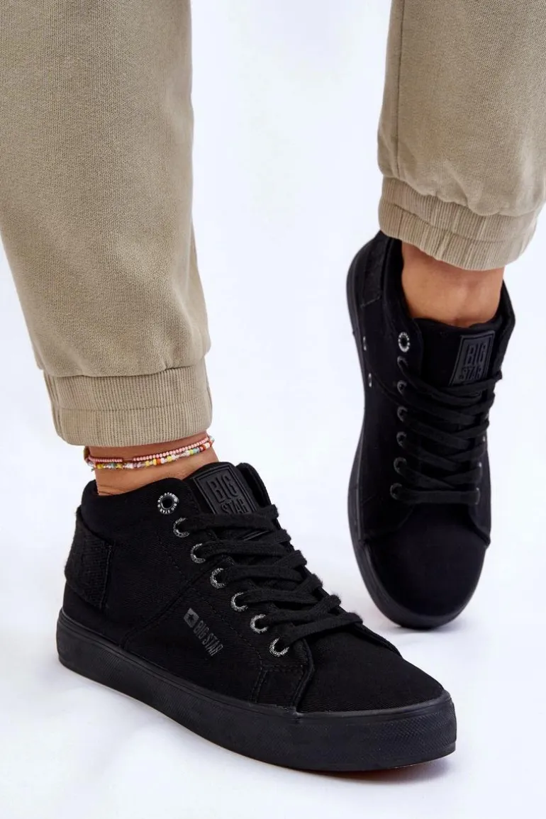 Damskie Klasyczne Wysokie Trampki Big Star LL274001 Czarne