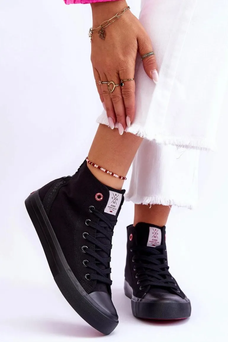 Damskie Klasyczne Wysokie Trampki Cross Jeans LL2R4088C Czarne