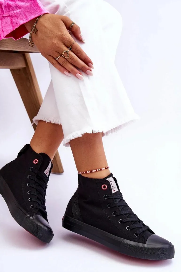 Damskie Klasyczne Wysokie Trampki Cross Jeans LL2R4088C Czarne