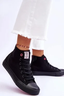 Damskie Klasyczne Wysokie Trampki Cross Jeans LL2R4088C Czarne