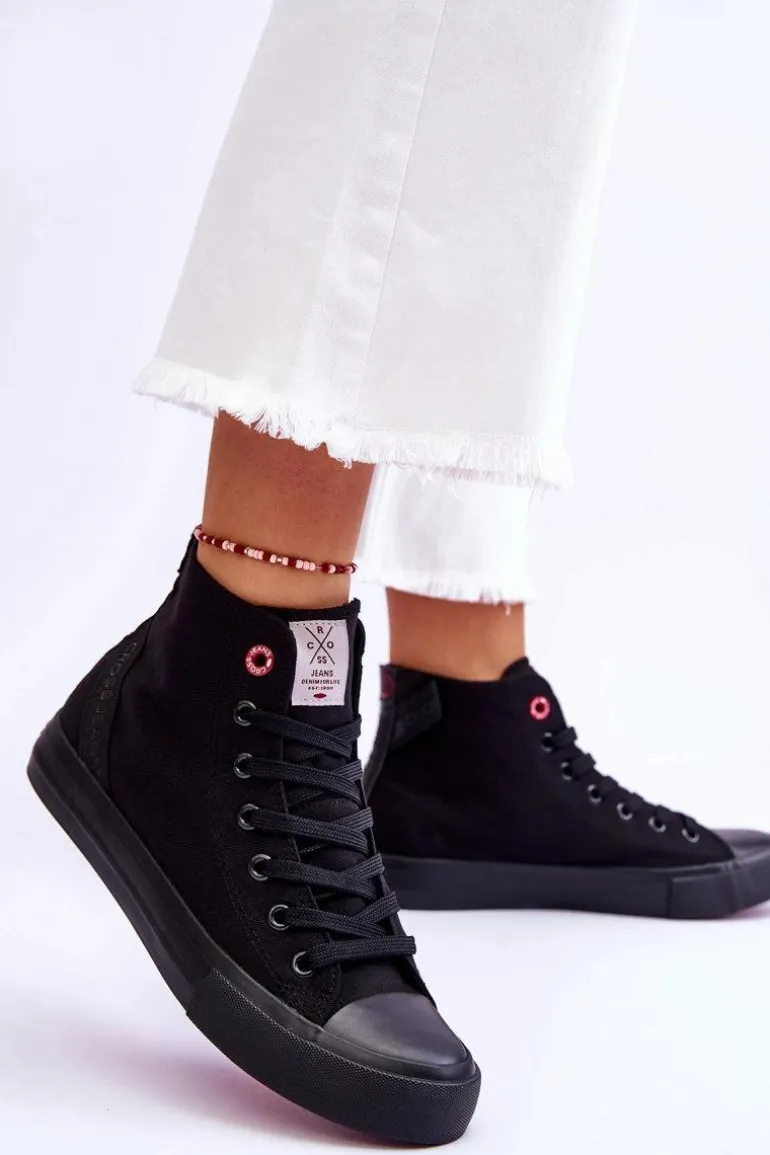 Damskie Klasyczne Wysokie Trampki Cross Jeans LL2R4088C Czarne