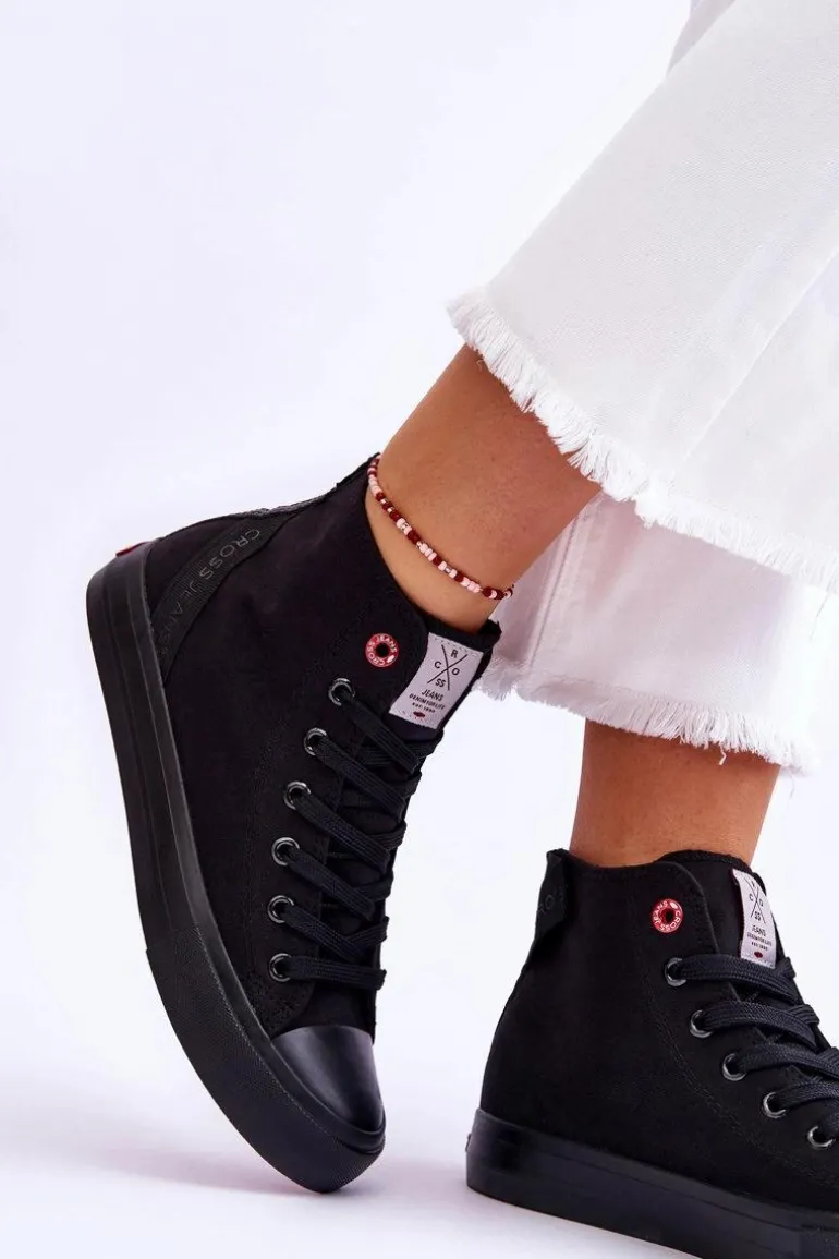 Damskie Klasyczne Wysokie Trampki Cross Jeans LL2R4088C Czarne