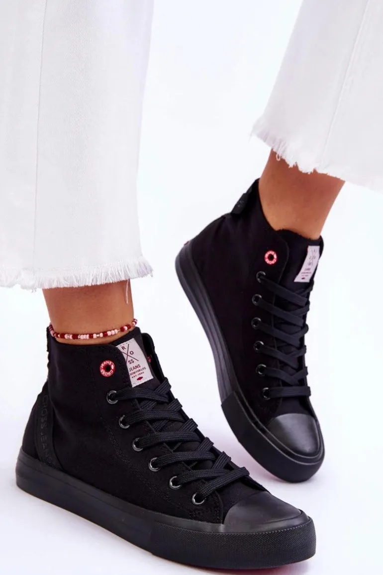 Damskie Klasyczne Wysokie Trampki Cross Jeans LL2R4088C Czarne