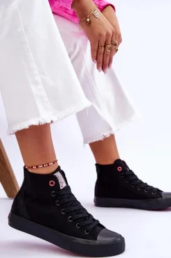 Damskie Klasyczne Wysokie Trampki Cross Jeans LL2R4088C Czarne