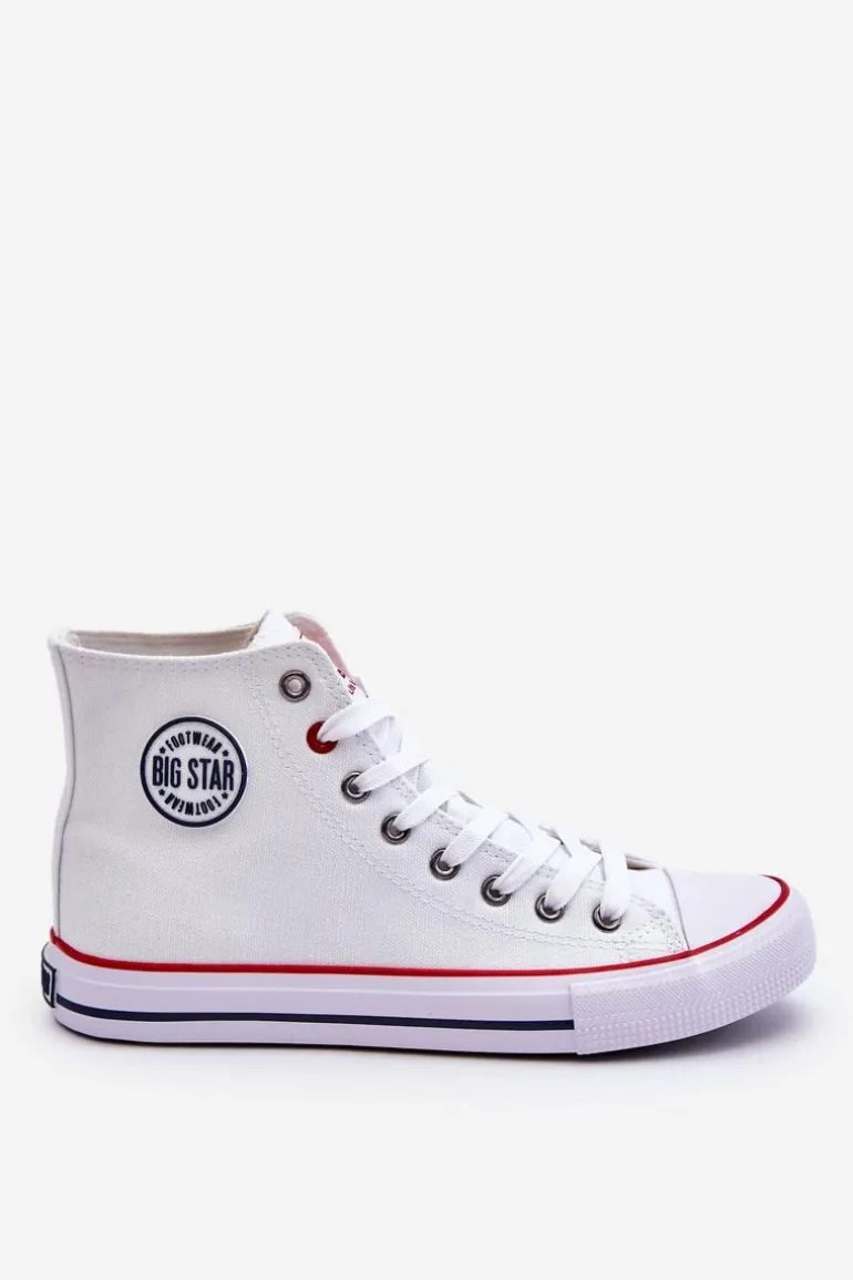 Damskie Klasyczne Wysokie Trampki Big Star T274026 Białe