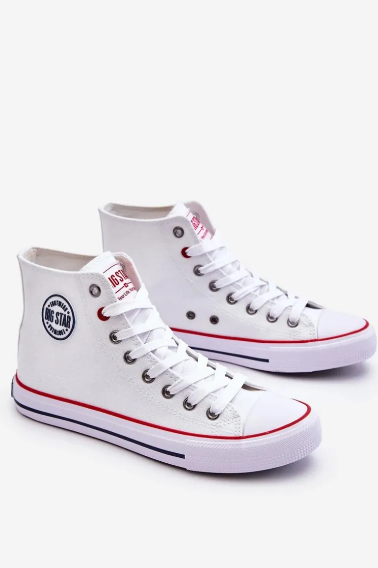 Damskie Klasyczne Wysokie Trampki Big Star T274026 Białe