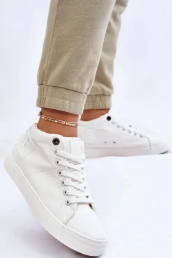 Damskie Klasyczne Wysokie Trampki Big Star LL274002 Białe