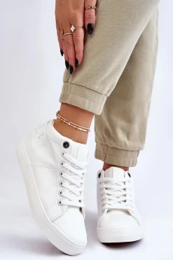 Damskie Klasyczne Wysokie Trampki Big Star LL274002 Białe