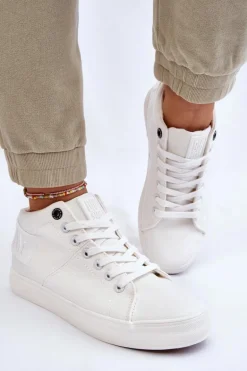 Damskie Klasyczne Wysokie Trampki Big Star LL274002 Białe