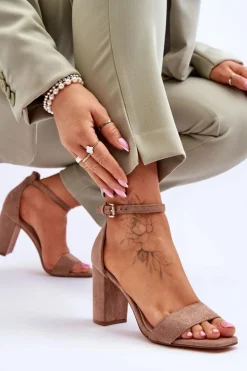 Damskie Klasyczne Zamszowe Sandały Brązowe Passo