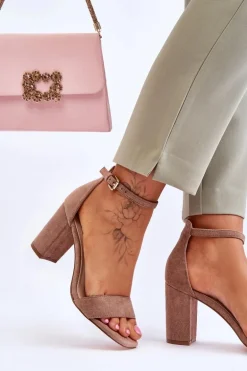 Damskie Klasyczne Zamszowe Sandały Brązowe Passo