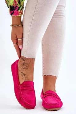 Damskie Klasyczne Zamszowe Mokasyny Fuksja Ivana