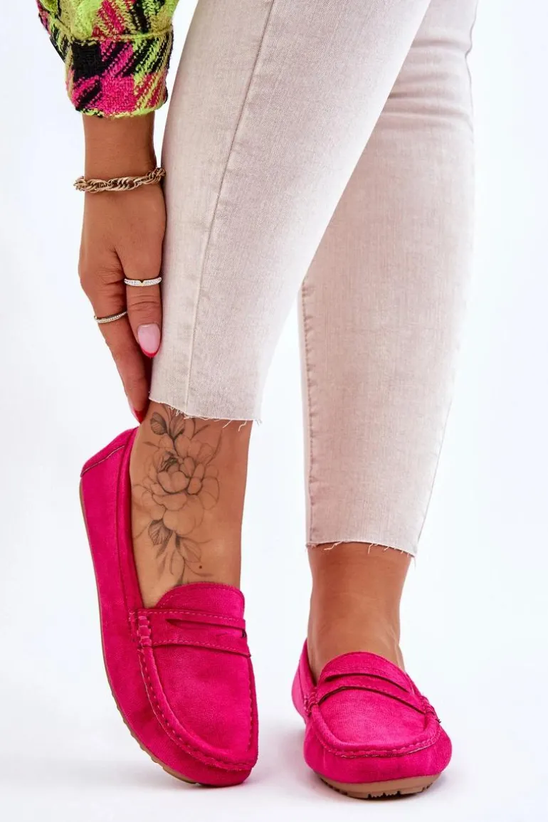 Damskie Klasyczne Zamszowe Mokasyny Fuksja Ivana