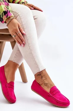 Damskie Klasyczne Zamszowe Mokasyny Fuksja Ivana